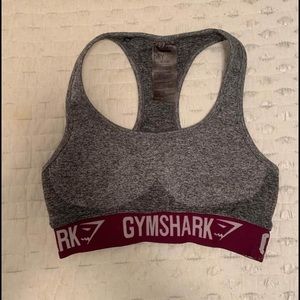 GYMSHARK Gray and Maroon Sports Bra